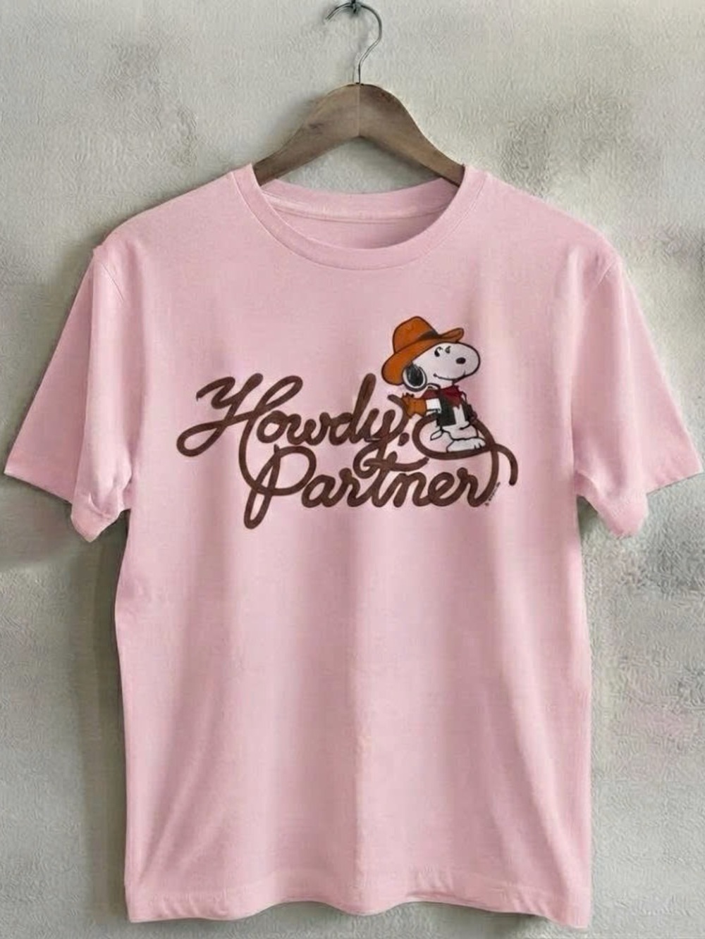 Howdy Partner Snoopy Graphic Tee Shirt - Pink